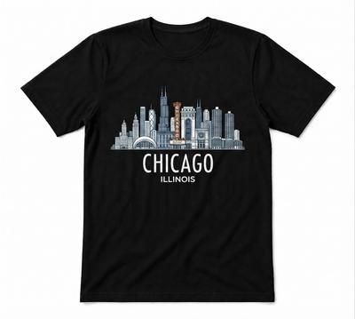 Chicago Illinois Chicago Souvenir Orizont Vacanță Unisex Tricou Negru
