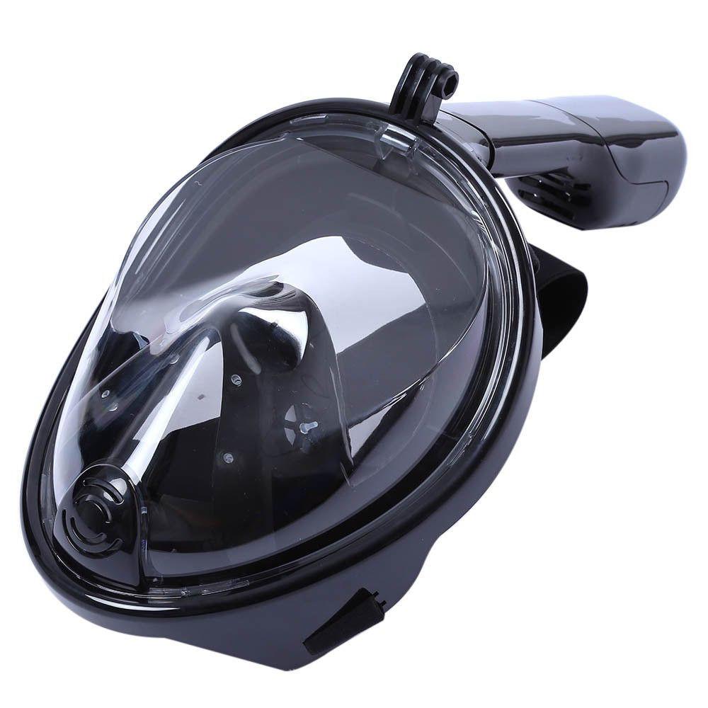Full Face Snorkeling Mask 180 degrees  View Mask for Kids with Bonus Earplugs (Black S M for Kid)