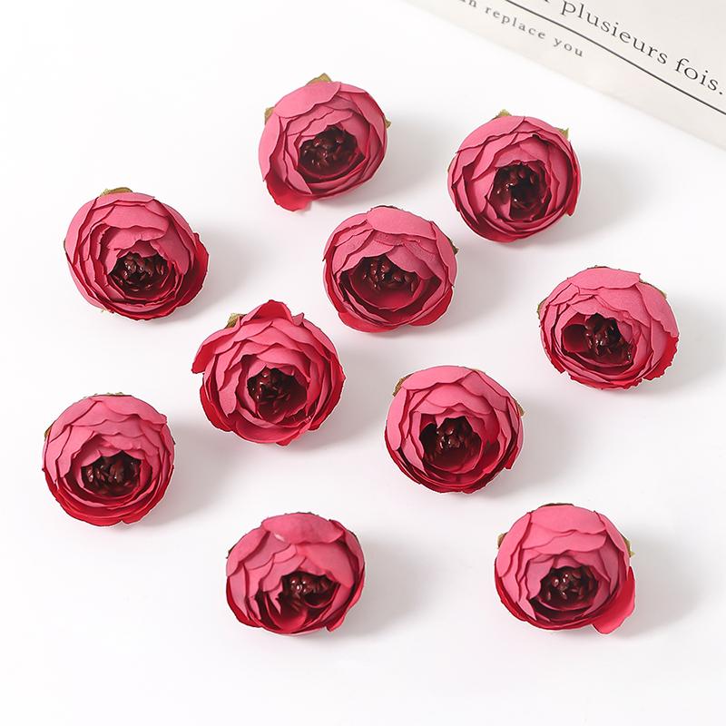 5/10/20Pcs 3cm Silk Tea Roses Heads Artificial Flowers Wedding Home Wedding Decor DIY Wreath Scrapbook Gift Box Fake Flowers