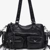 Commuter Large Capacity Crossbody Bag, High-end Zipper Handbag, Fashionable Single Shoulder Washed Women's Tote Bag