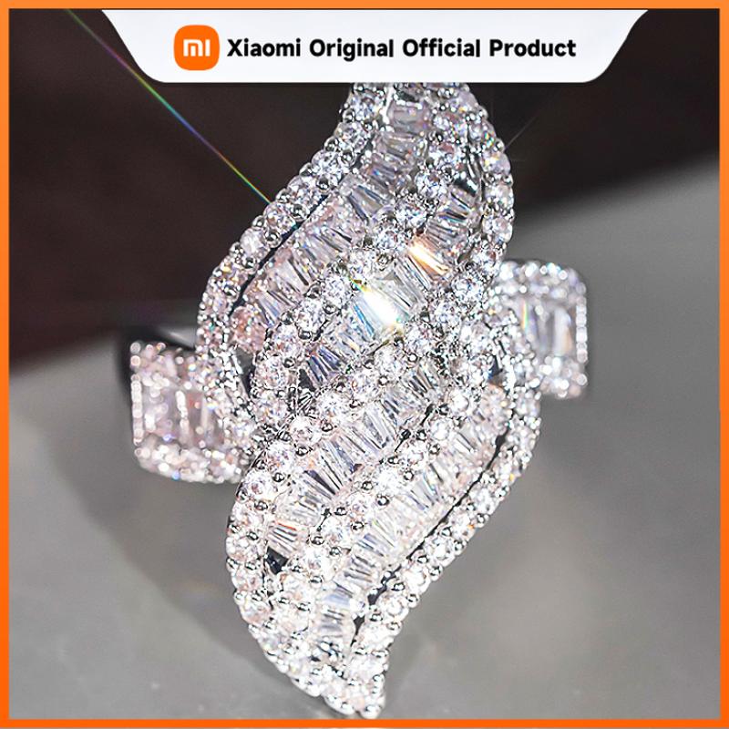 Xiaomi Huitan Unique Design Women Rings Inlaid Shiny CZ for Wedding Party Engagement Anniversary Trendy Charming Accessories Jewelry