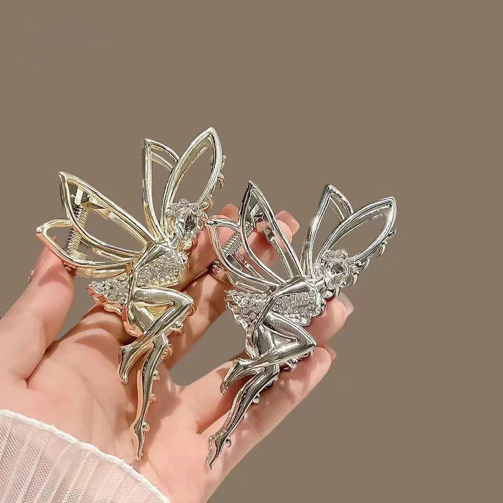 New Luxury Elf Metal Hair Claw for Women Crab Clip Hairpin Crystal Zircon Hair Accessories Shiny Barrette Headband Jewelry Gifts