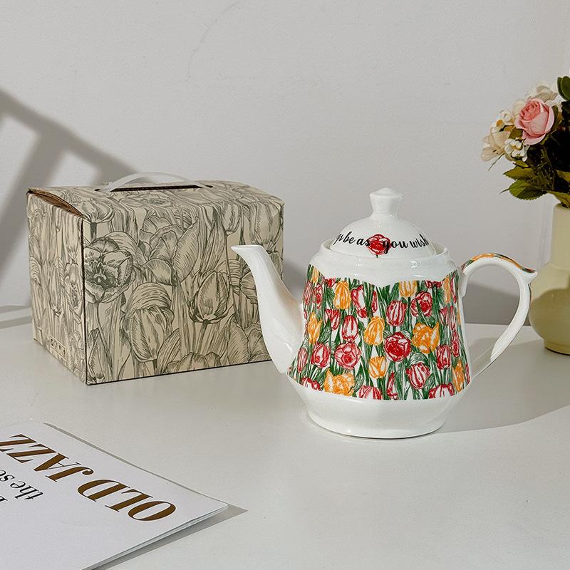 

Пасторальный Чайник Ландыш Подарок на День Рождения Молодоженам Подруге Сувенир Набор для Послеобеденного Чая для Девочек Чайная Чашка 1L