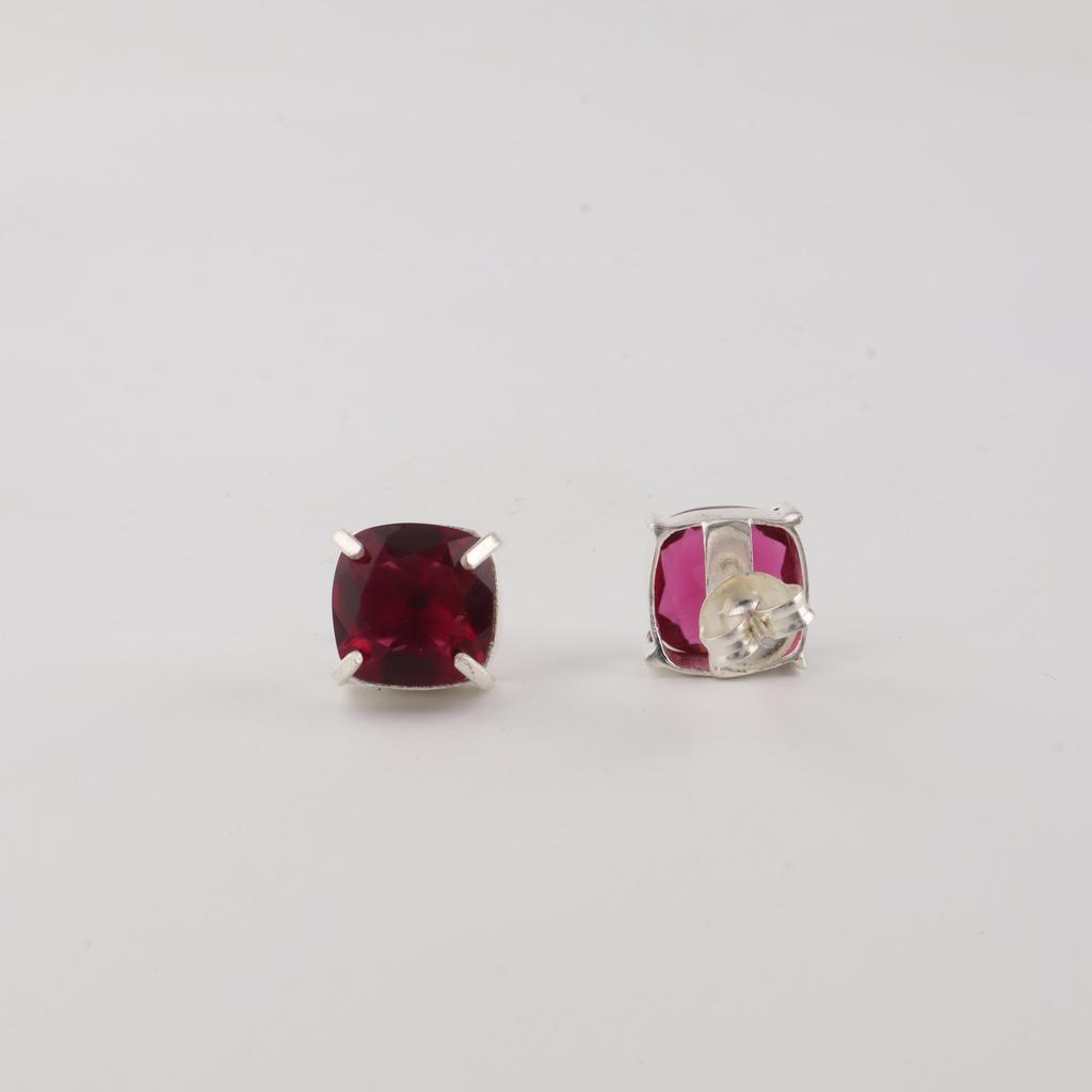 Pink Rubellite Gemstone 925 Sterling Silver Handmade Women's Jewelry Designer Minimalist Studs Earring 1" For Gift EE-181-7