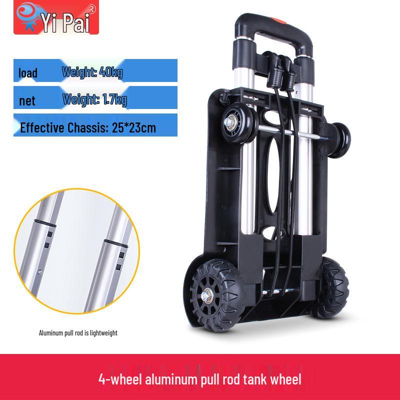 Foldable Grocery Cart with Sturdy Aluminum Pull Rod, Durable Wheels, Lightweight Hand Trolley for Cargo and Luggage
