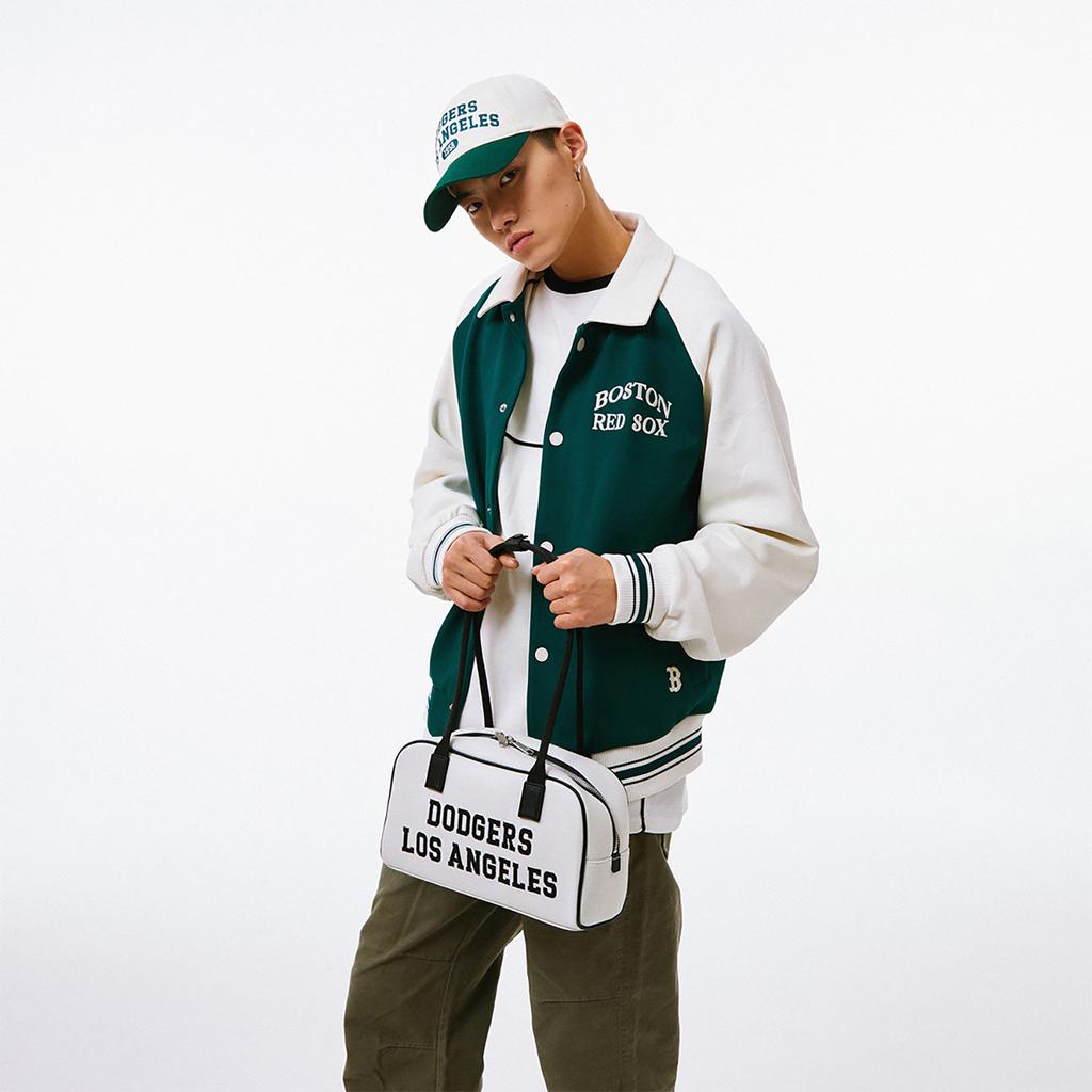 New MLB Artificial Leather Shoulder Bag Shoulder Bag Toast Bowling Bag Unisex Cream White 3ABQL014N-07CRM