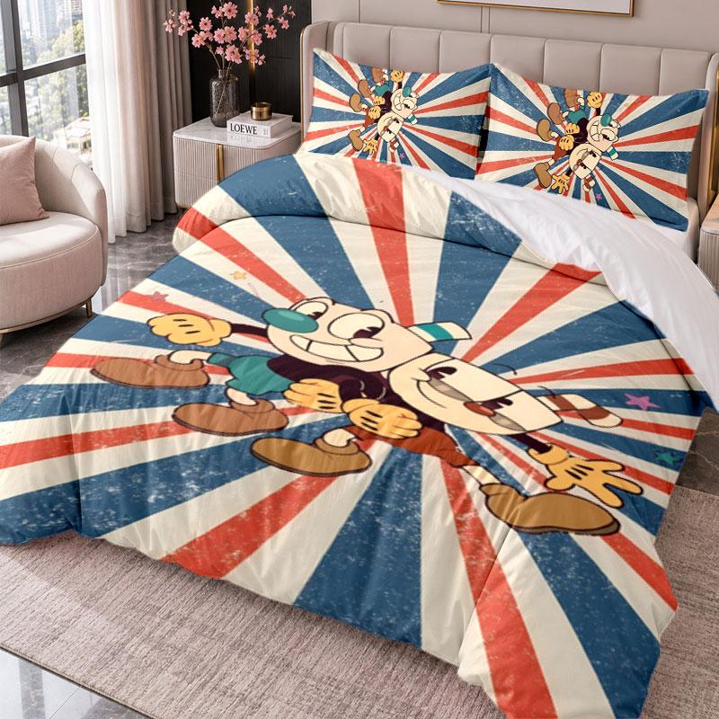 Cuphead 3Pcs Bedding Set Duvet Cover With Two Pillowcases For Bedroom Home Decoration
