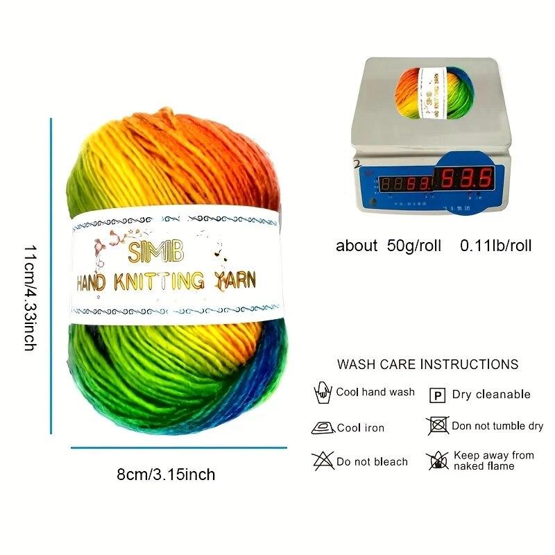 3 gomitoli di lana arcobaleno da 100 g, per lavori a maglia grossa, doppio pompon, con 3 uncinetti, 2 aghi, 10 pennarelli per punto bloccabile, per principianti (209