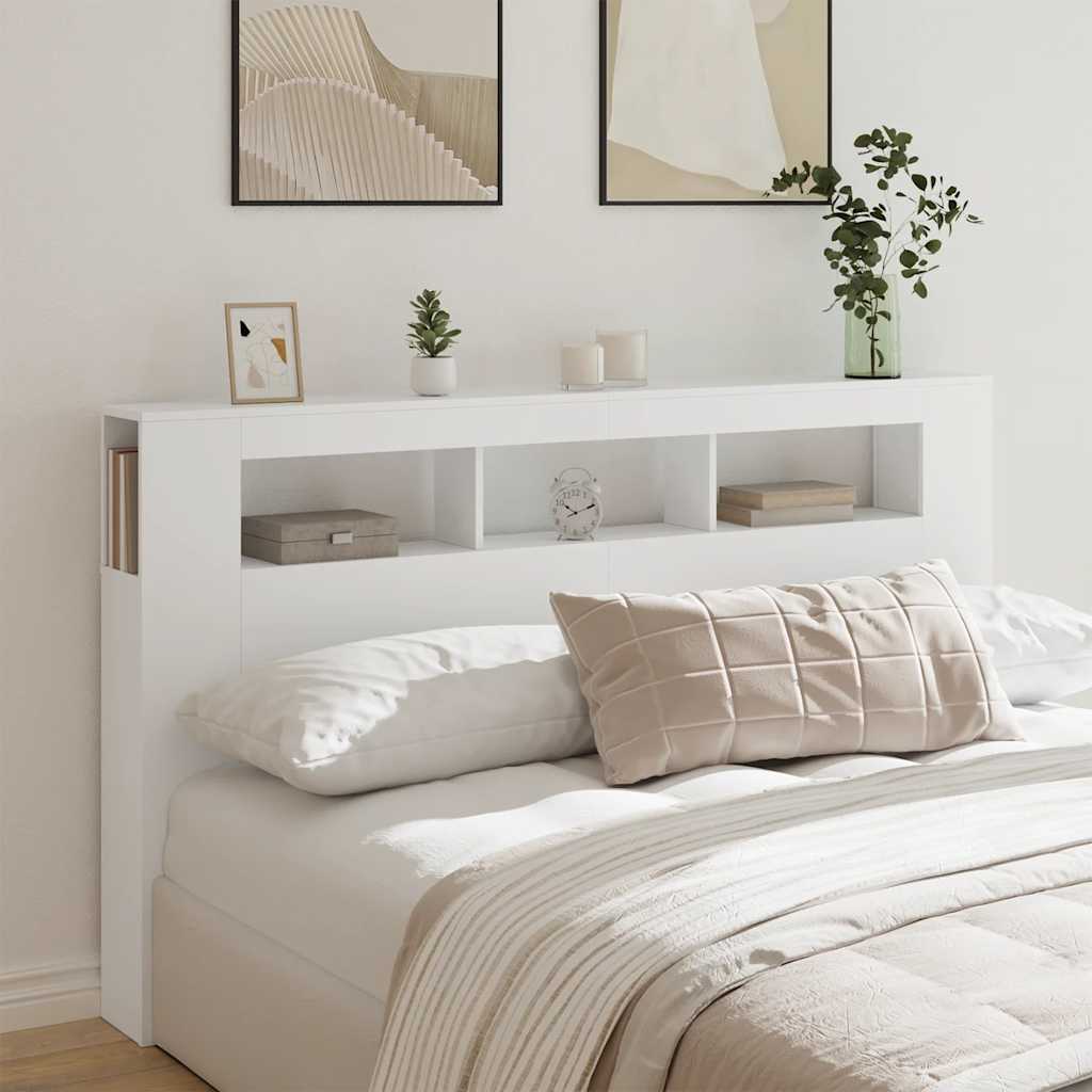 Vidaxl Testata Letto Con LED, Bianca, 180X18,5X103,5 Cm