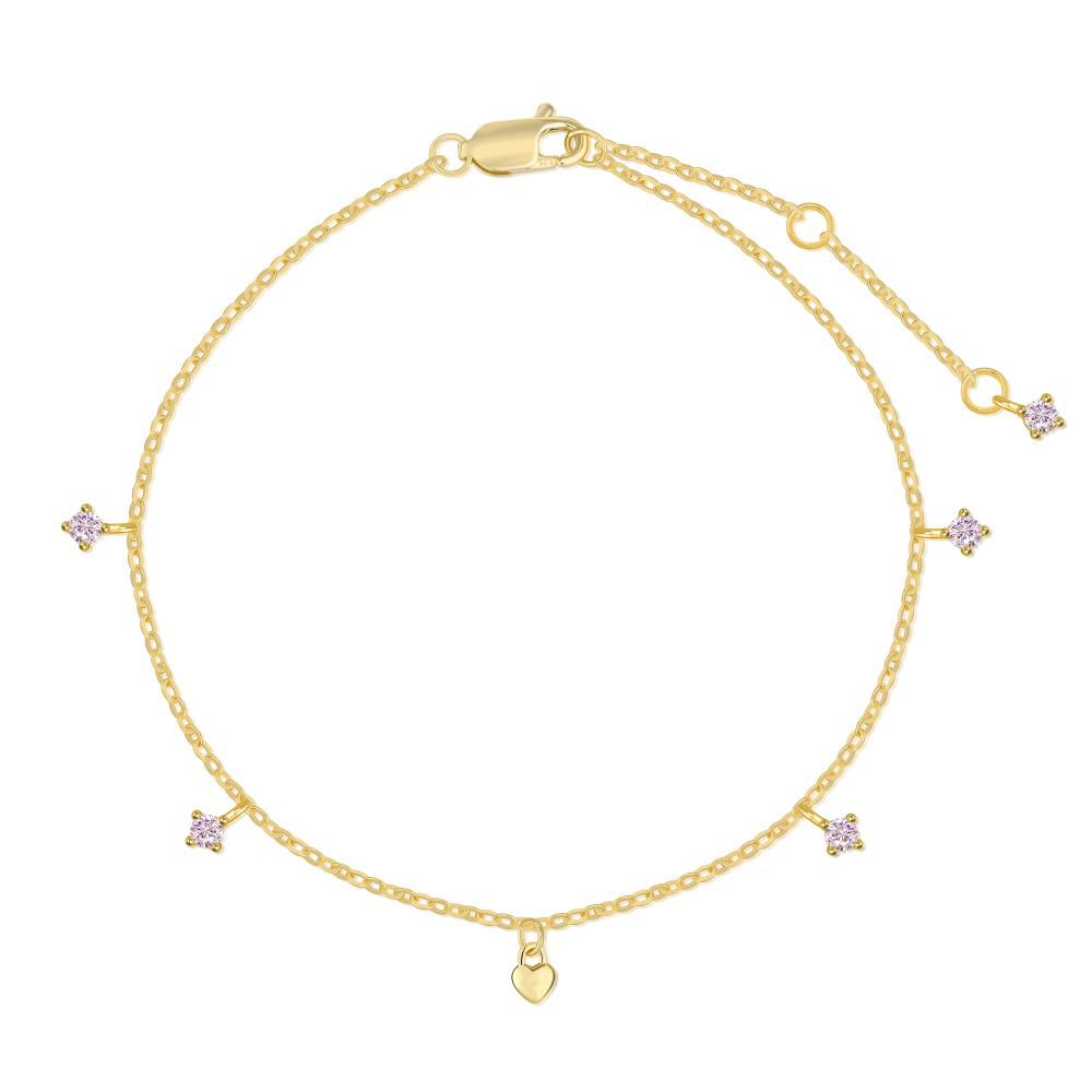 INS Style S925 Sterling Silver Bracelet with Pink Diamond Heart Pendant - Elegant Women's Jewelry