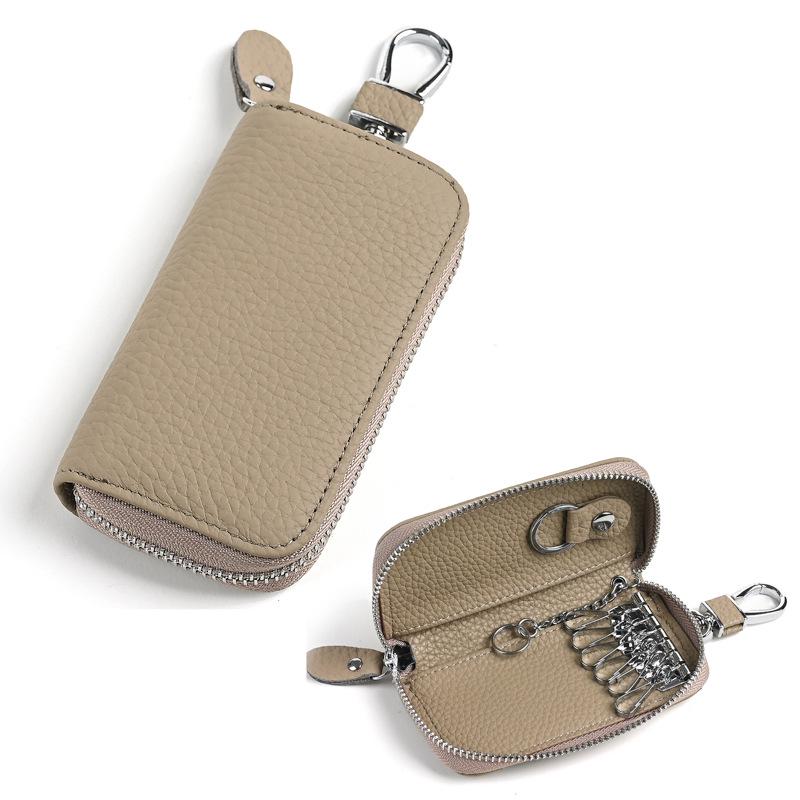 

Кожаный брелок-шарм и мини-кошелек для монет бежевый