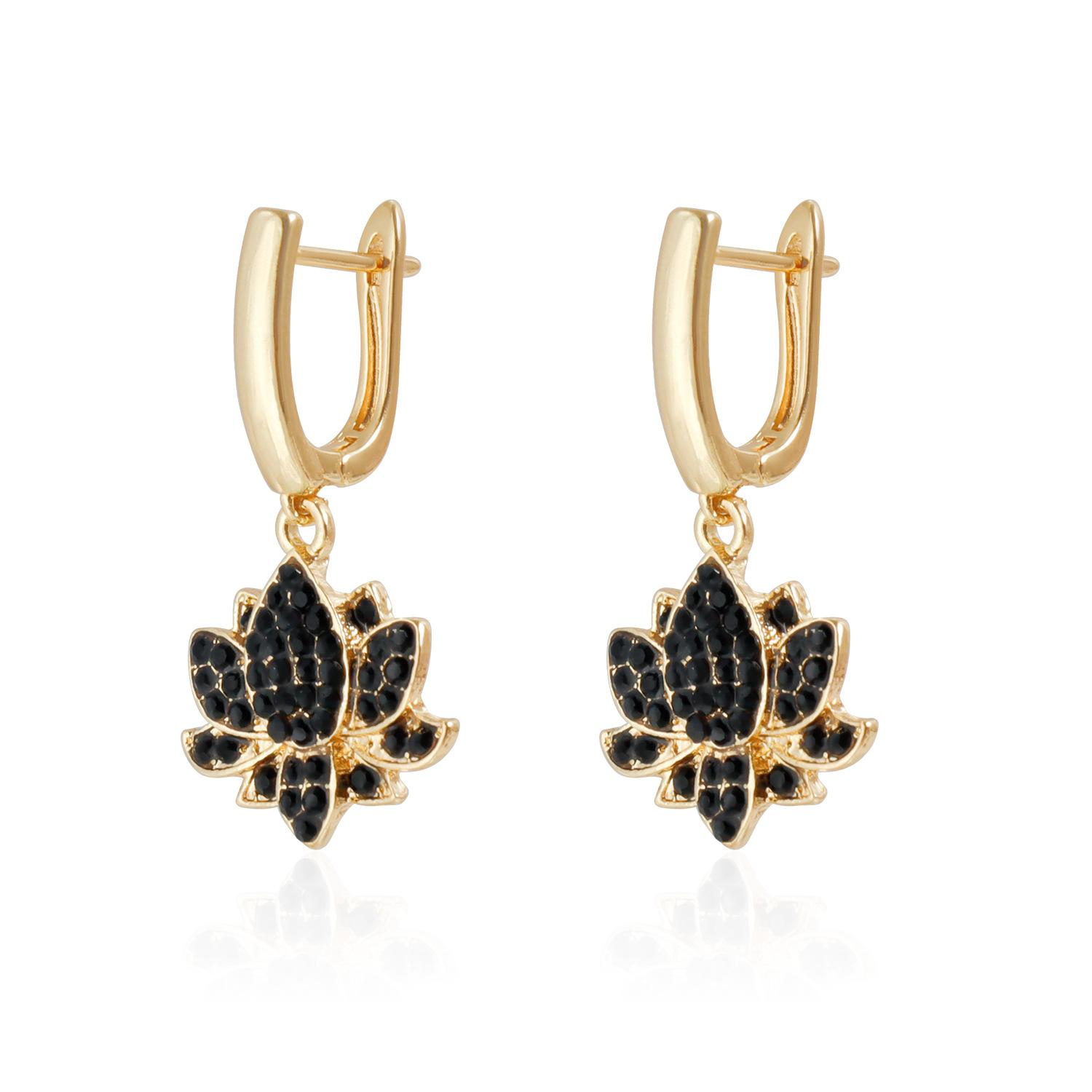 Dark less delicate diamond-encrusted flower pendant fashion temperament collarbone chain necklace