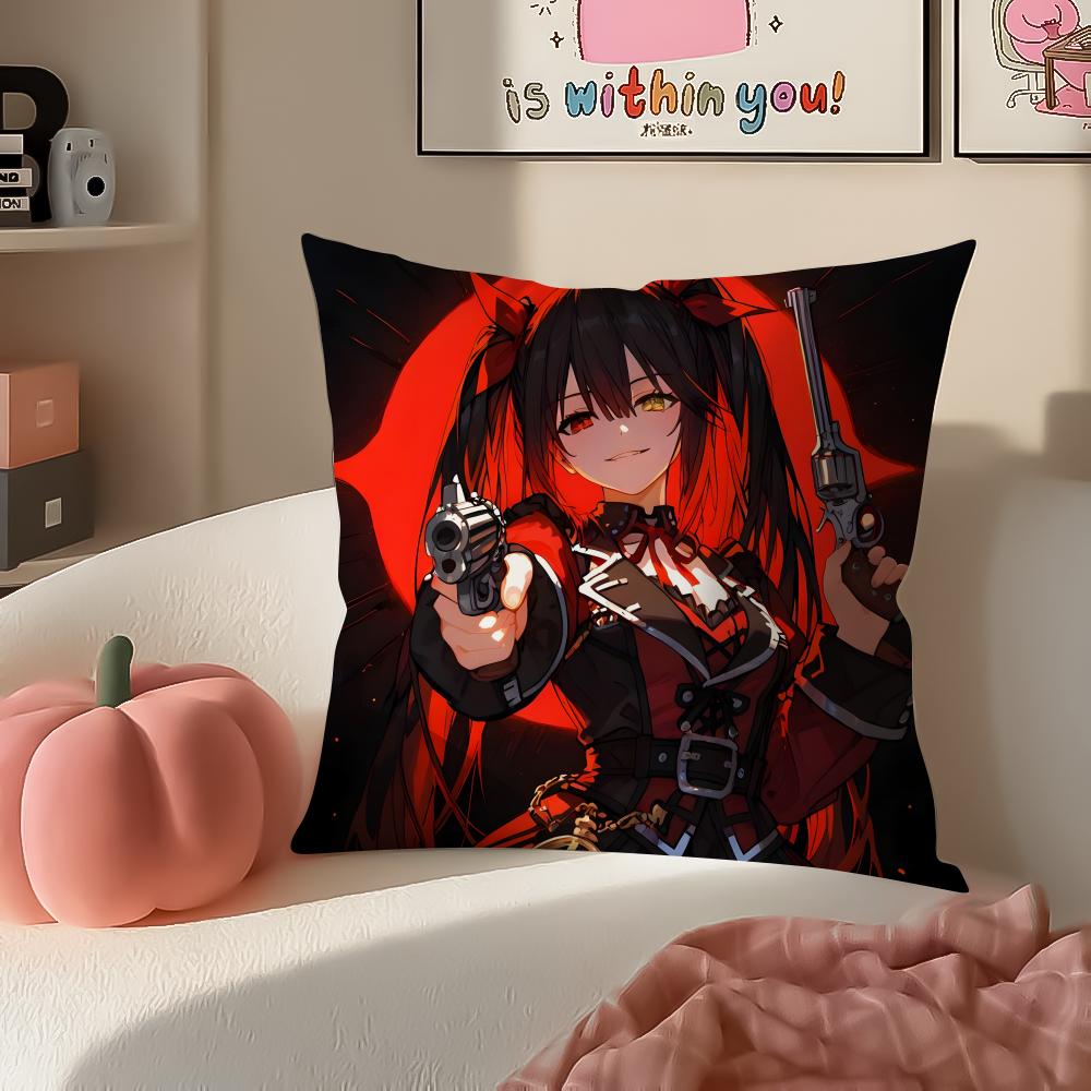 Tokisaki Kurumi Date A Live Cushion Cover Pillowcase Short Plush Invisible zipper Room Sofa Cushion Cover