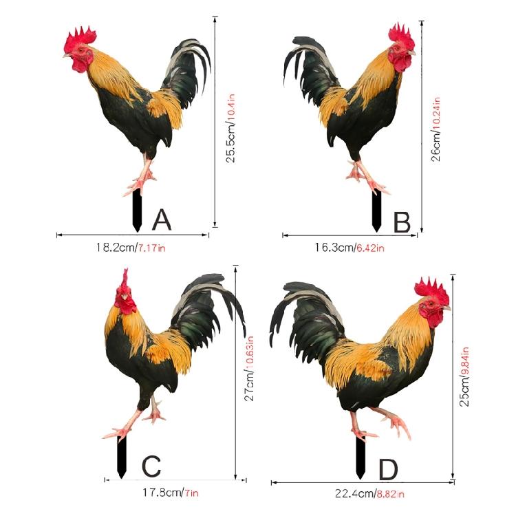 Chicken Garden Stakes Animal Stake Sculpture for Yard Outdoor Lawn Ornaments
