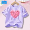 Cute Cat with Bow Print Girls T Shirt Kids Summer Short Sleeve Cotton T-shirt Kawaii Top Tee for Baby Girl 3-14y MM1