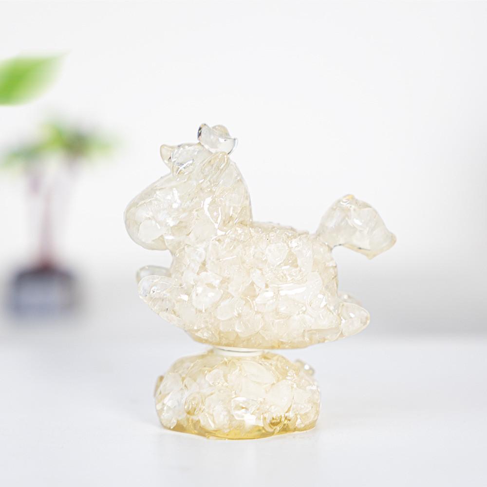 Resin Crystal Horses Desk Decor With Rotatable Animal Figurine For Gift Giving And Home Office
