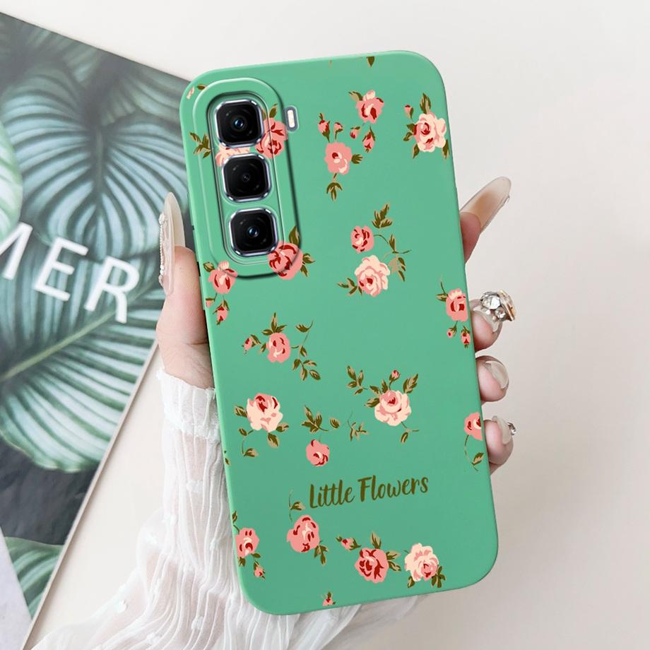 For Infinix Hot 50 Pro+ Hot50 Pro Hot 50 Pro Plus 4G Phone Case Soft Silicone Back Cover Love Heart Girly Flower Painting Fundas