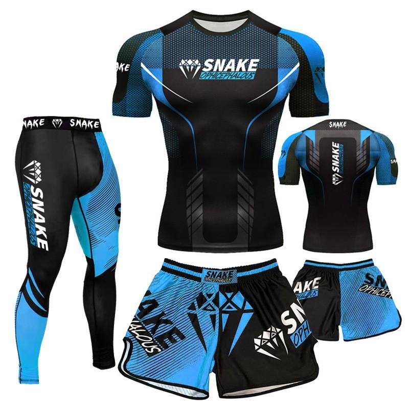Mens Quick Dry UFC Boxing Muay Thai Cycling Jersey Set Breathable Compression Shorts Suit