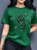 Women's Purple Rose Print Crew Neck Short Sleeve T-Shirt Casual Party Machine Washable Plus Size Top