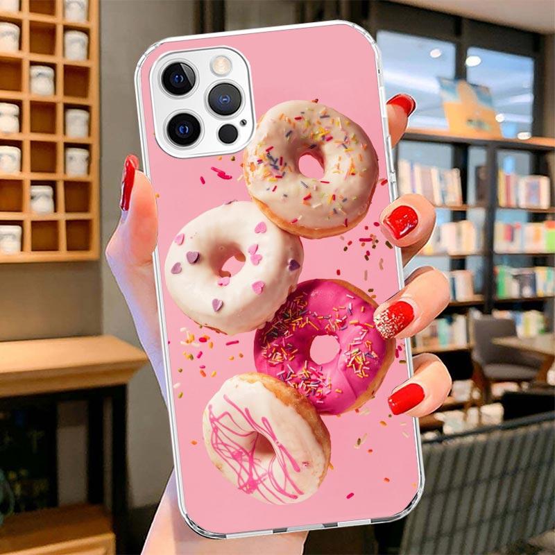 Macaron Ice Cream Cake Doughnut Cover Phone Case For iPhone 16 17 Air 15 14 Pro Max 16E Phone Case 13 Mini 12 11 7 SE 8 Print Pa