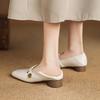 Retro Women High Heels Casual Soft Sole Square Toe Slip on Shoes Elegant Medium Heel Women's Shoes Lightweight Loafers Shoes