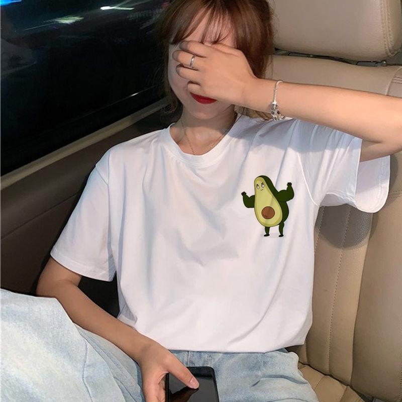Avocado Vegan T Shirt Women Harajuku Funny Cartoon T-Shirt Ullzang Korean Style Small Fresh Tshirt 90S Fashion Top Tees Female
