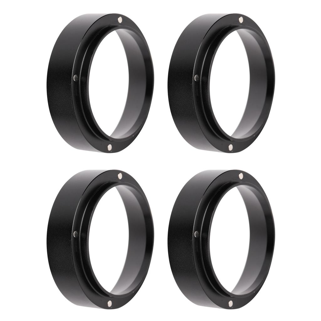 4PCS Coffee Dosing Rings Aluminum Safe Magnetic Coffee Portafilter Funnel for Home and Office Black 53mm 2.09in