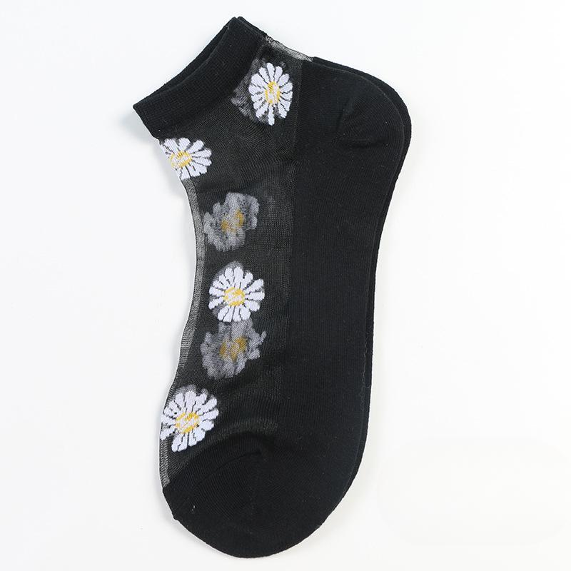 Ladies Spring and Summer New Fashion Leisure Glass Silk Boat Socks