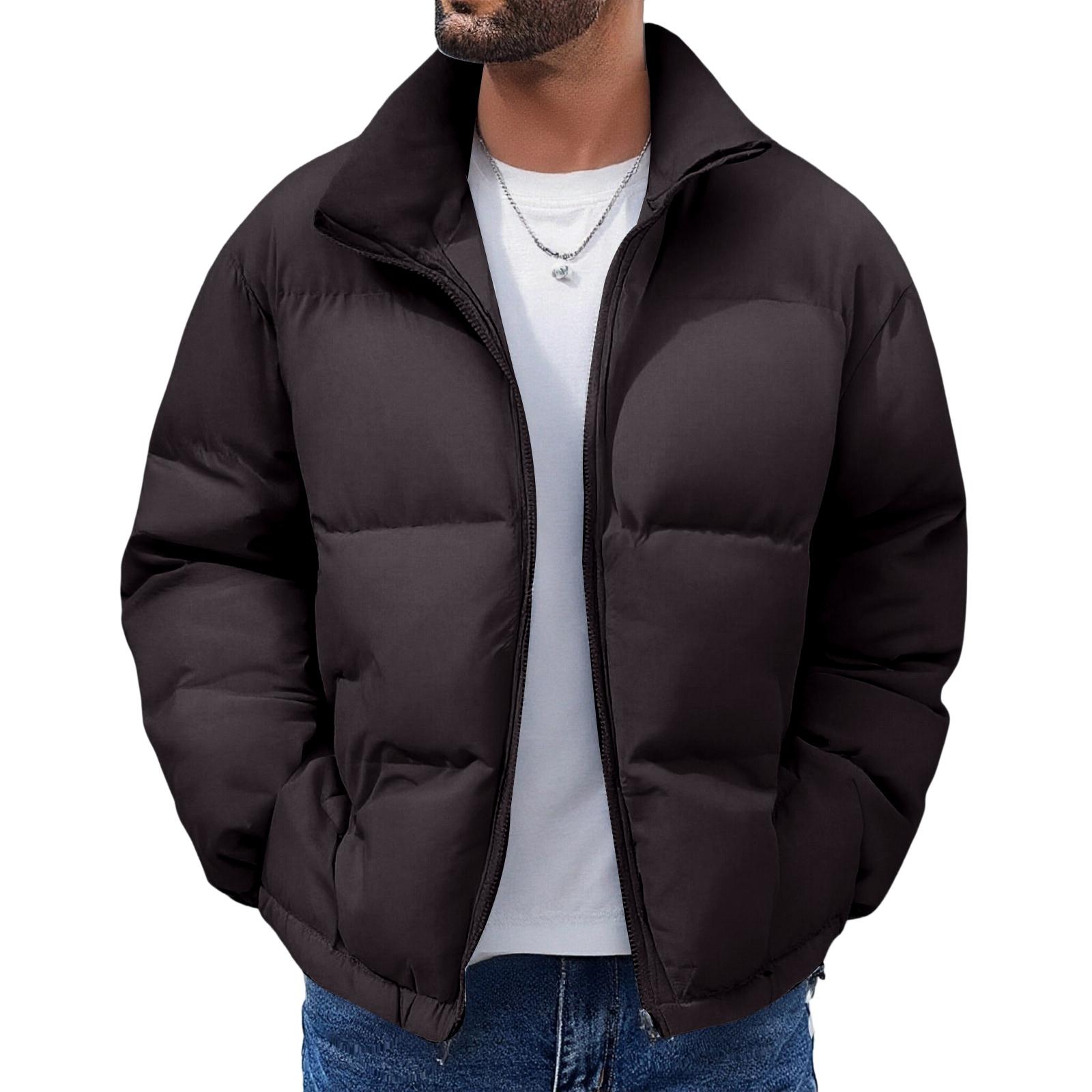 

Men s And Women s Casual Solid-color Stand-up Collar Jackets, Men s Loose And Thick Cotton-padded Jackets L