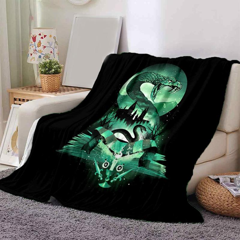 

Hogwarts Slytherin House Crest Snake Scarf PrintPrint Blanket, Soft Blanket For Sofa Office Bed And Travelling Daughter Birthday Gift esj252 130cm×150cm（50in×60in）