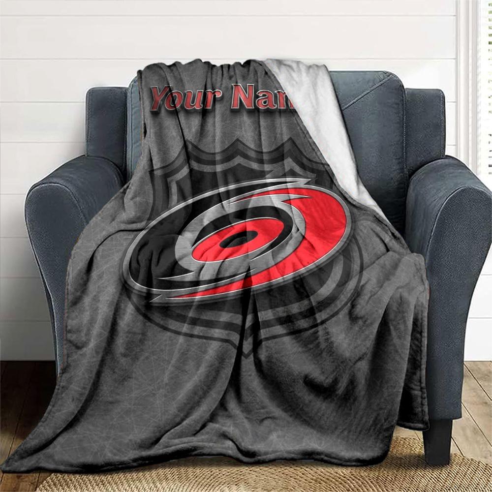 Name Custom Carolina Hurricanes Logo Print Flannel Blanket High Quality Warm Comfortable Cover for All Seasons Perfect for Gifts Home Decor