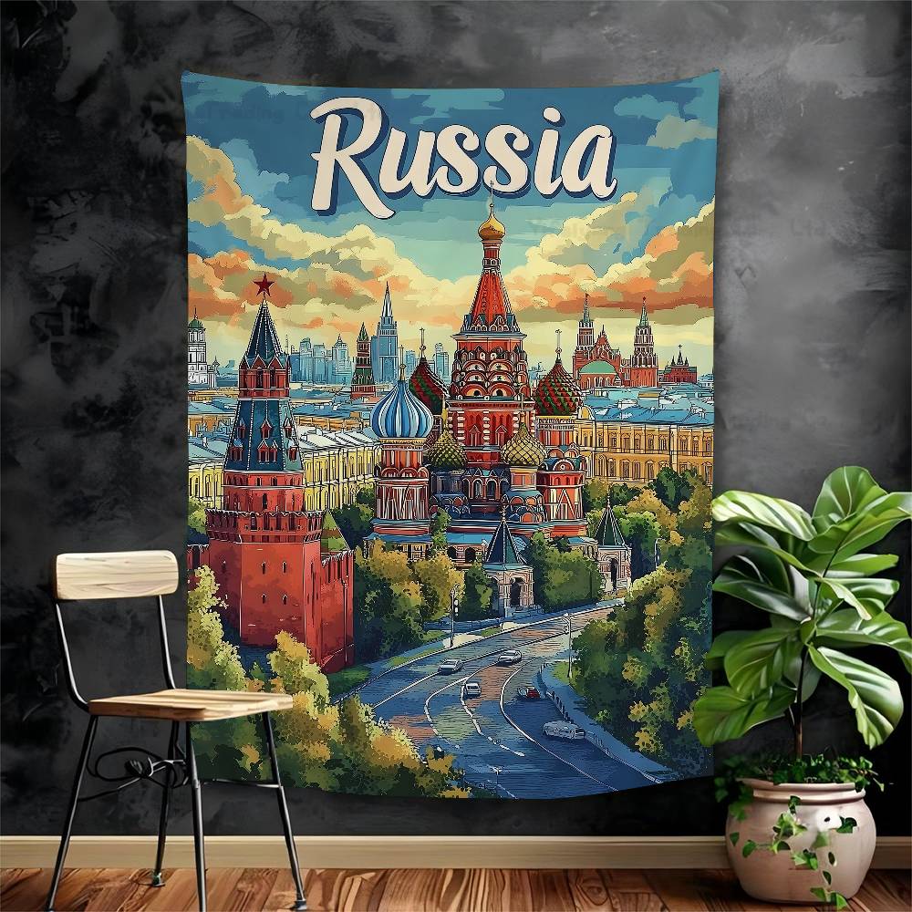 World Famous Tourist Cities DIY Wall Tapestry Hippie Flower Wall Carpets Dorm Decor Wall Art Decor
