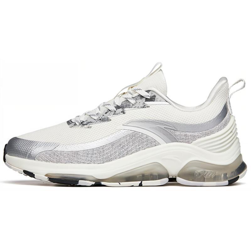 Anta Cushioned Slip-Resistant Abrasion-Resistant Low-Top Running Shoes Men's White Silver Cushioning Casual Sneakers 112145502-3