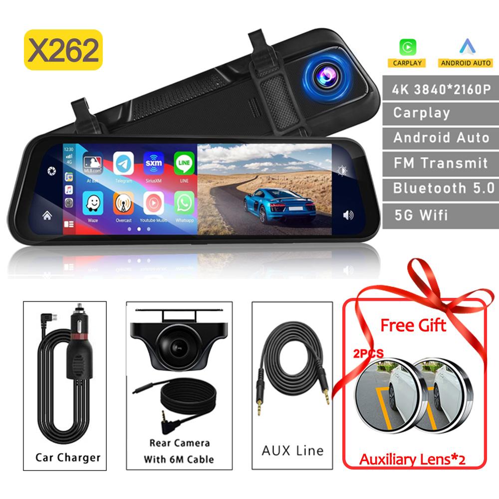 

4K зеркало заднего вида автомобильный видеорегистратор 10/12 дюймов передняя и задняя камера Carplay Android Auto Bluetooth видеорегистратор для автомобиля камера для транспортного средства NONE