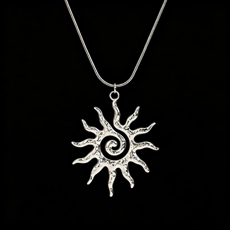 Aanslagbestendig Bohemien Sieradenset Verguld Spiraal Zon Hanger Ketting Oorbellen voor Moederdag Cadeau