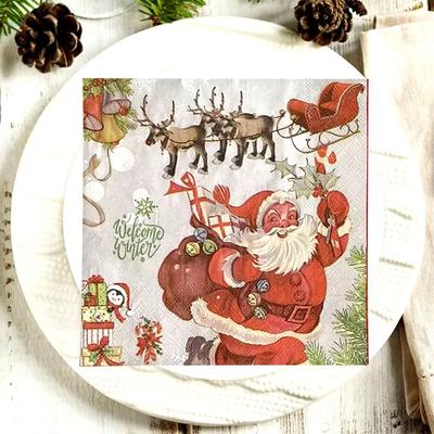 20pcs/Pac 33*33cm 2-Ply Disposable Party Napkin Christmas Pattern