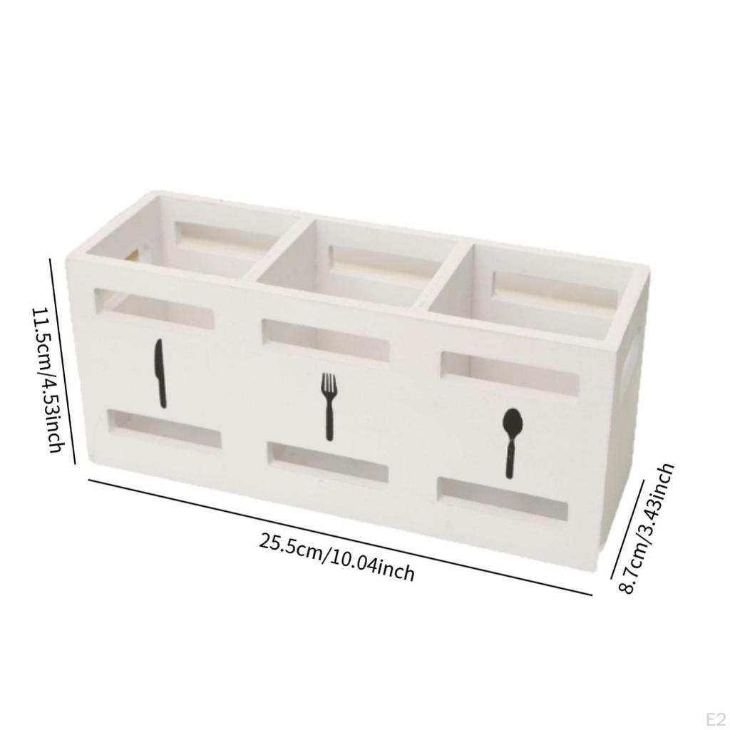 Kitchen Utensils Holder Fork Spoon Flatware Dispenser Versatile Minimalist Decor Wood Utensil