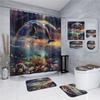 18 Colors 4Piece Marine Style Dolphin Waterproof Shower Curtain Set Anti-slip Mat Base Carpet Toilet Cover Pad Bathroom Kit