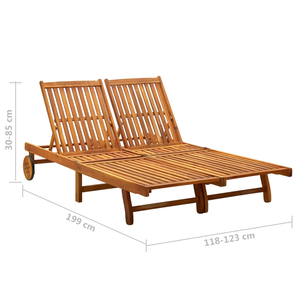 Double Sun Lounger Solid Acacia Wood