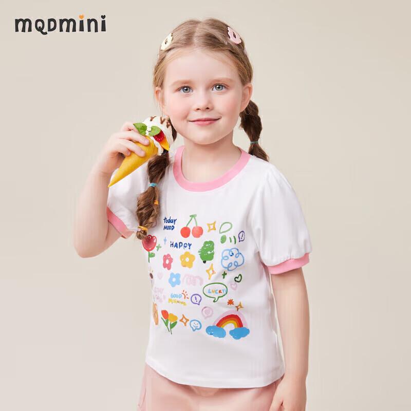 MQDMINI Girls' Bubble Sleeve Short Sleeve T-shirt