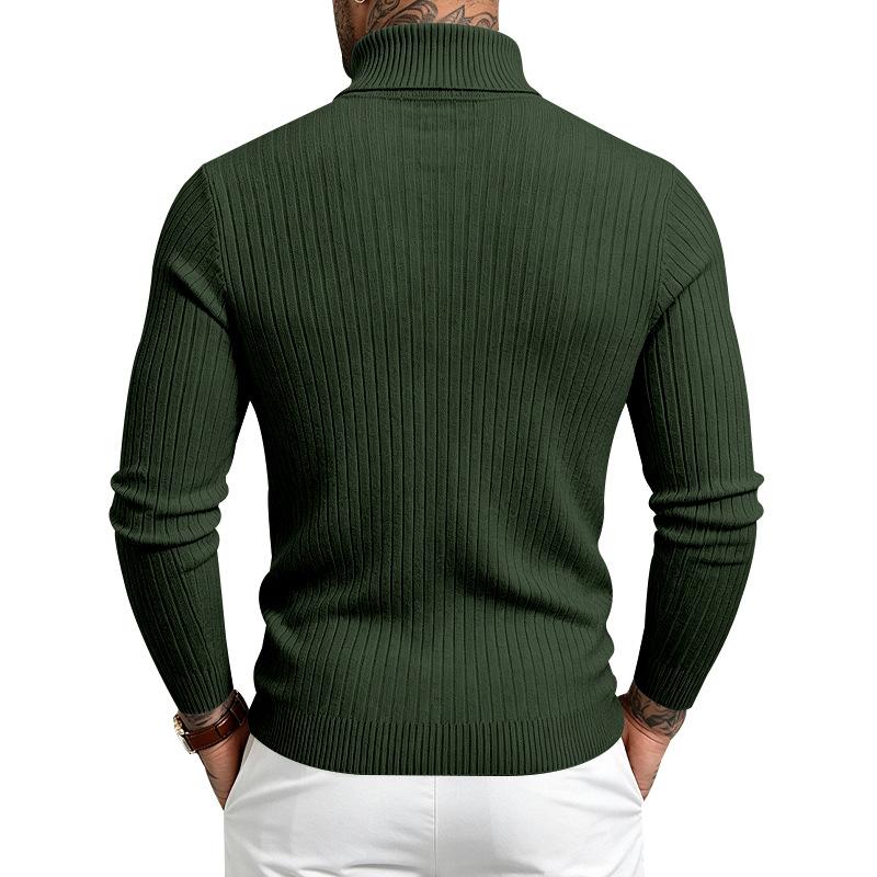 Men's Cable Knit Turtleneck Sweater, High Neck Long Sleeve Chunky Knit Pullover, Winter Casual Warm Knitwear for Men