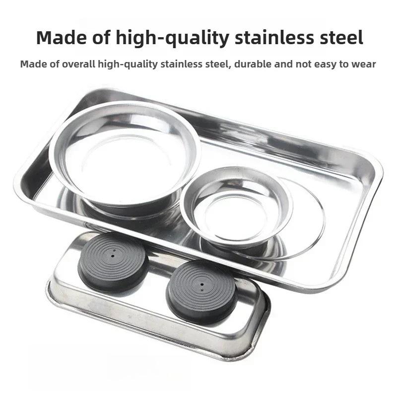 Round /Square Magnetic Bowl, Durable with Magnetic Stainless Steel Parts Tray for Easy Access and Prevention of Parts Loss