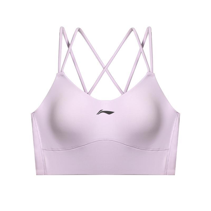 Li Ning Breathable Fitted Sports Vest For Running Fitness Yoga Training Women tops Cloud-Purple YUBU006-1