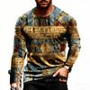 Spring Europe America Men's T-shirt Fashion Hieroglyphs Print Pullover Comfortable Men's Long Sleeve T-shirt Outdoor Oversized Tees Top