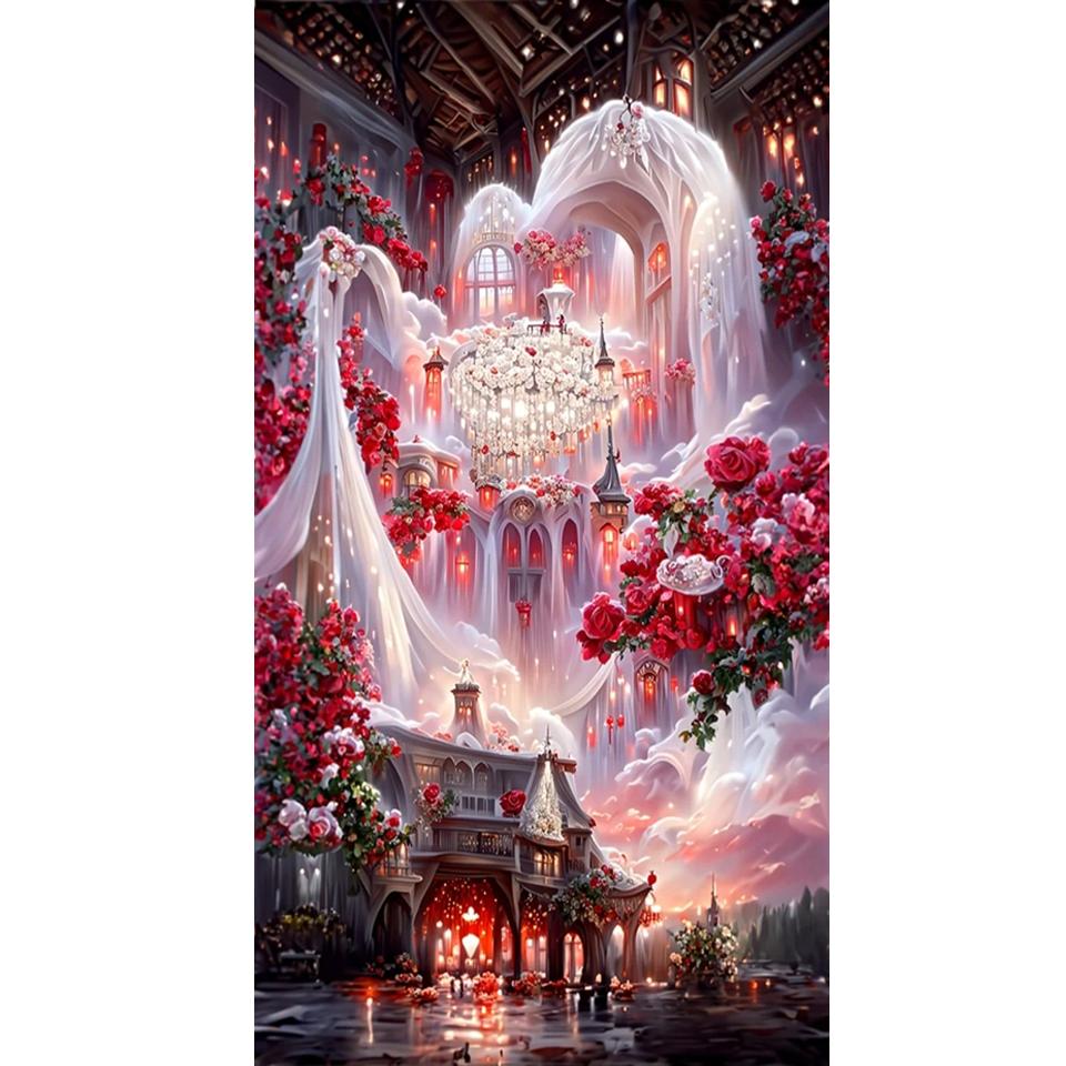 

Большой 5D DIY алмазная живопись Шато Монтроуз наборы полная дрель мозаика мечта романтический свадебный пейзаж алмазная вышивка Full Round 20x40CM