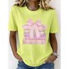 Fashion Women Retro Creative Pink Bow Book Print T Shirt Funny Casual O-neck Short Sleeves T-shirt Summer Female Tee Shirt