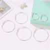 6 Pairs Fashion Hoop Earrings Set For Women Silver Color Round Circle Earring Studs Female Trendy Ladies Party Jewelry Gift
