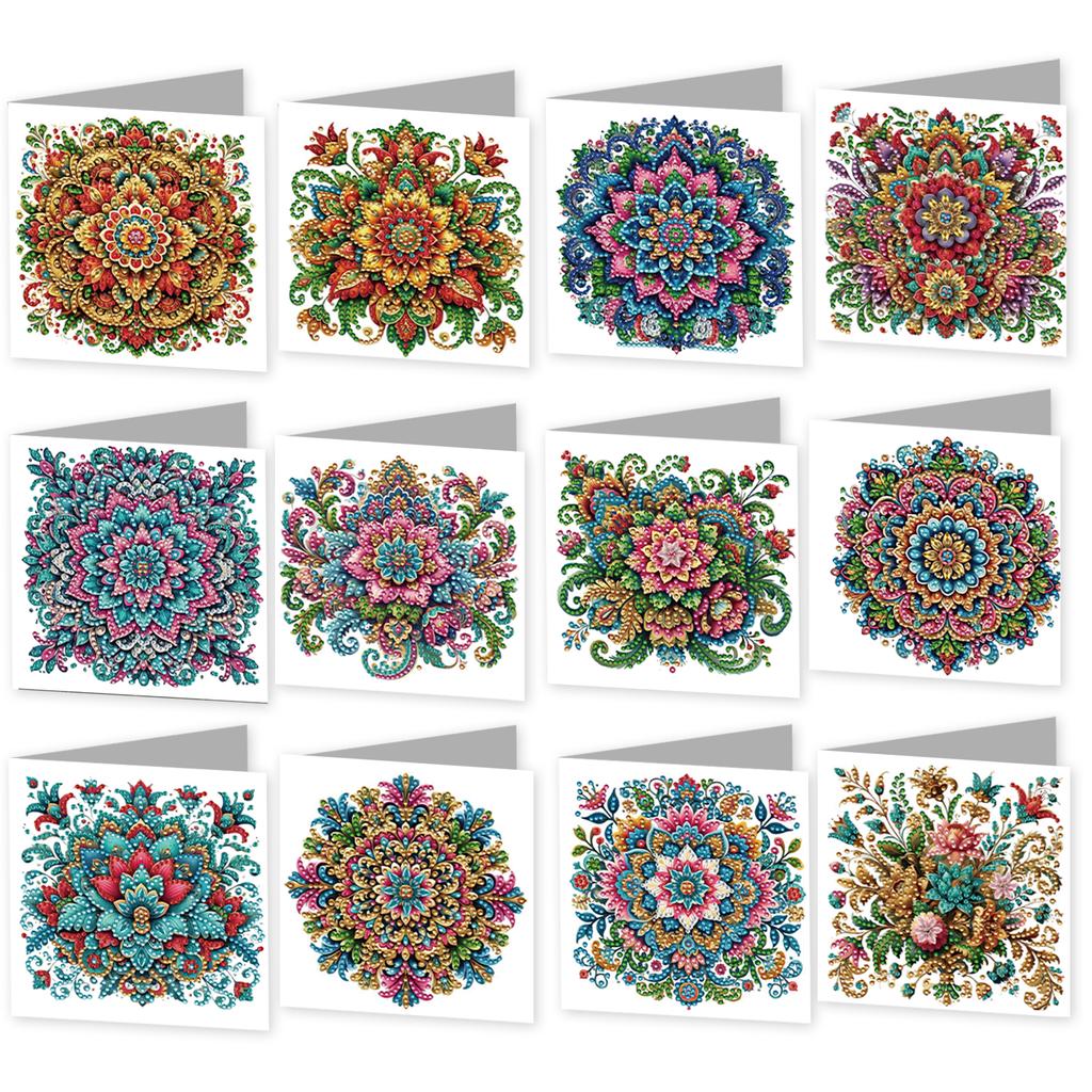 12 Packs DIY Diamond Art Painting Greeting Card Kit Diamond Art Greeting Cards for Beginner Adult Birthday Holiday Blessing
