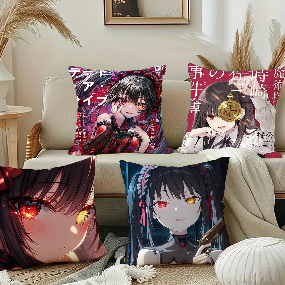 Kurumi Tokisaki Anime Kissenbezug Quadratisches Kissen Schlafzimmer Sofa Freizeit Komfort Kissen Auto Heimdekoration