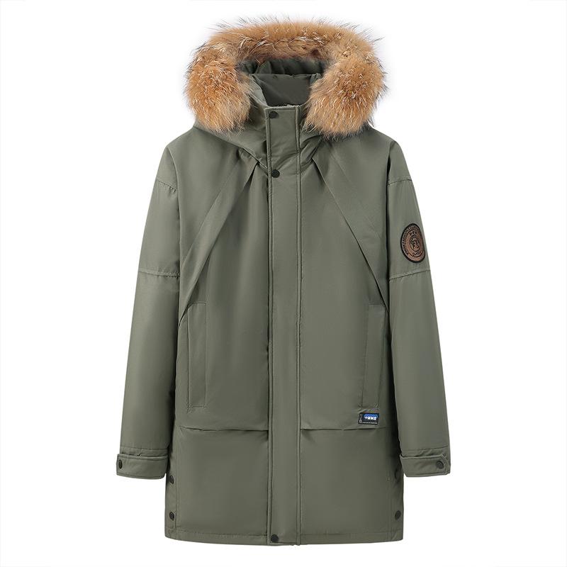 Down jacket men's thickened medium and long loose big fur collar dad outfit pie to overcome warmth cross-border winter coat